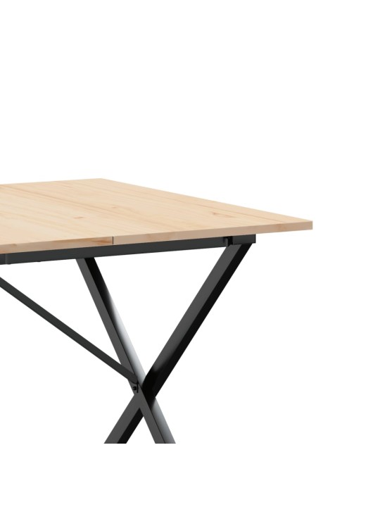 Valgomojo stalas, 180x90x75cm, pušis ir ketus, X formos rėmas
