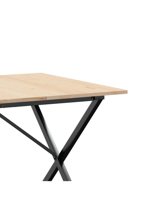 Valgomojo stalas, 180x90x75cm, pušis ir ketus, X formos rėmas