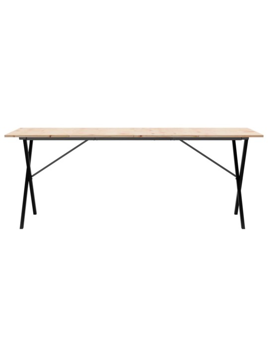 Valgomojo stalas, 200x100x75cm, pušis ir ketus, X formos rėmas