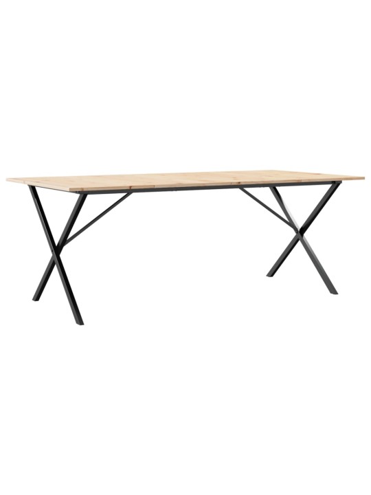 Valgomojo stalas, 200x100x75cm, pušis ir ketus, X formos rėmas