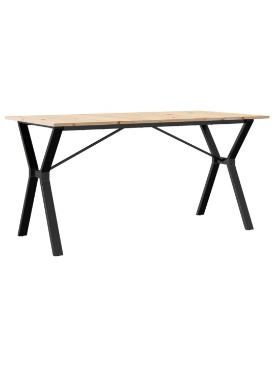 Valgomojo stalas, 140x80x75cm, pušis ir ketus, Y formos rėmas