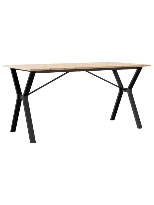 Valgomojo stalas, 140x80x75cm, pušis ir ketus, Y formos rėmas