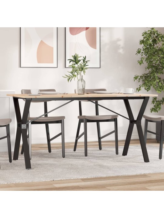 Valgomojo stalas, 140x80x75cm, pušis ir ketus, Y formos rėmas