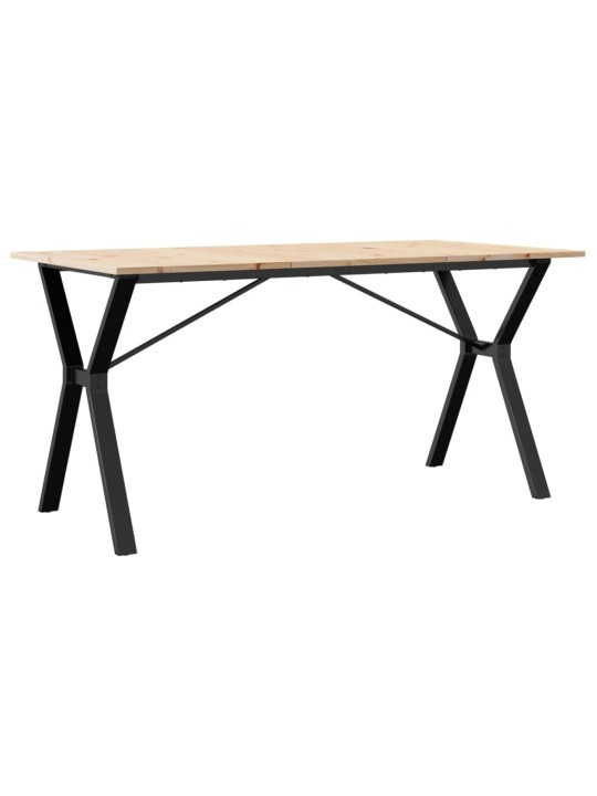 Valgomojo stalas, 160x80x75cm, pušis ir ketus, Y formos rėmas