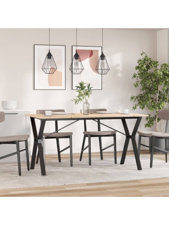 Valgomojo stalas, 160x80x75cm, pušis ir ketus, Y formos rėmas