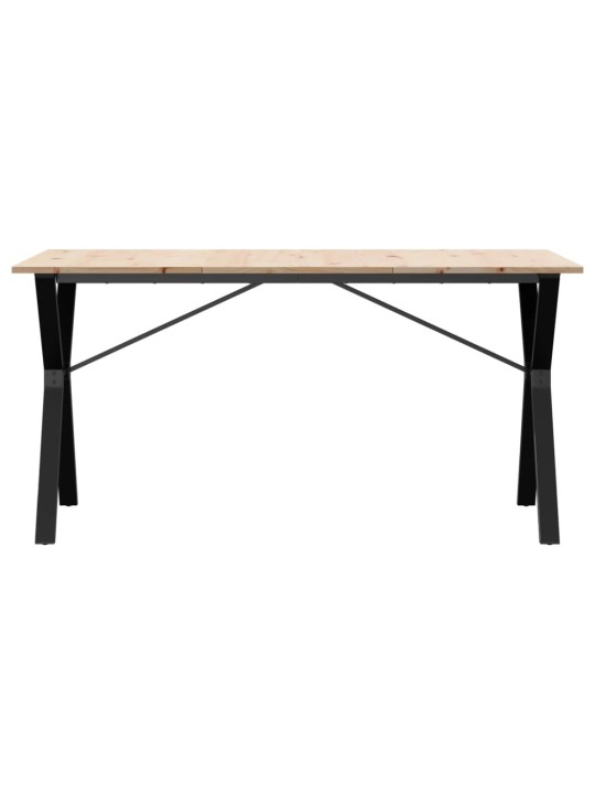 Valgomojo stalas, 160x80x75cm, pušis ir ketus, Y formos rėmas
