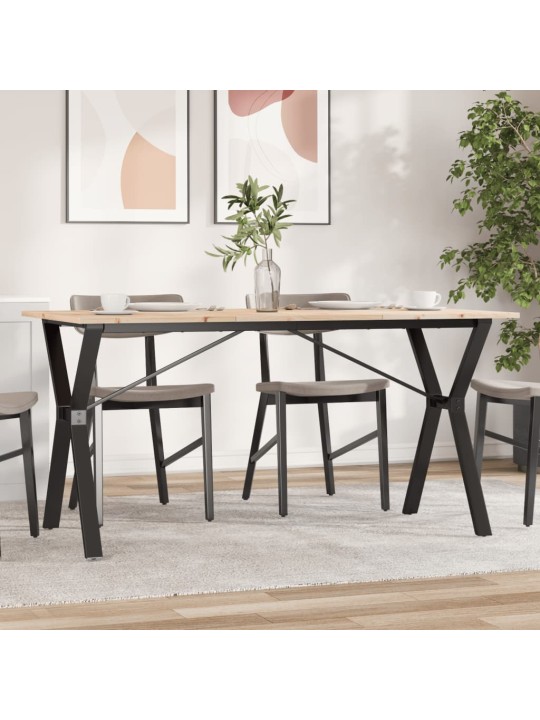 Valgomojo stalas, 160x80x75cm, pušis ir ketus, Y formos rėmas