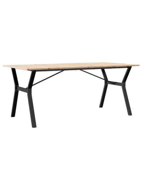 Valgomojo stalas, 180x90x75cm, pušis ir ketus, Y formos rėmas