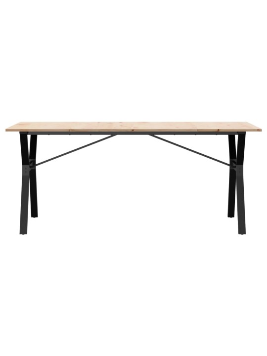 Valgomojo stalas, 180x90x75cm, pušis ir ketus, Y formos rėmas
