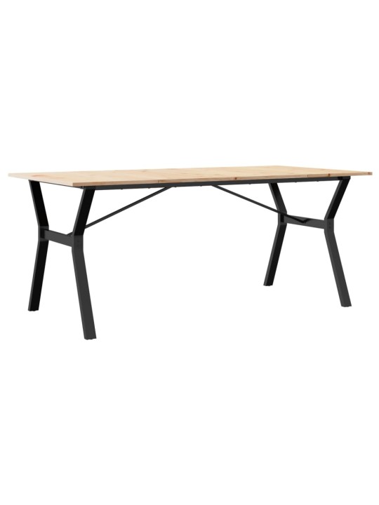 Valgomojo stalas, 180x90x75cm, pušis ir ketus, Y formos rėmas