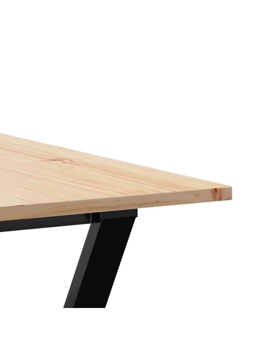 Valgomojo stalas, 180x90x75cm, pušis ir ketus, Y formos rėmas