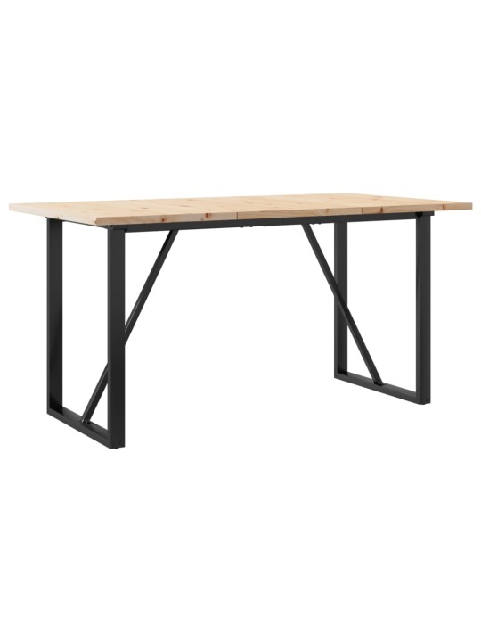 Valgomojo stalas, 140x80x75,5cm, pušis ir ketus, O formos rėmas