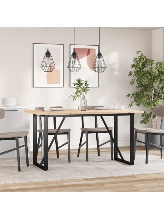 Valgomojo stalas, 140x80x75,5cm, pušis ir ketus, O formos rėmas