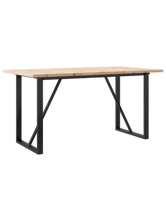 Valgomojo stalas, 140x80x75,5cm, pušis ir ketus, O formos rėmas