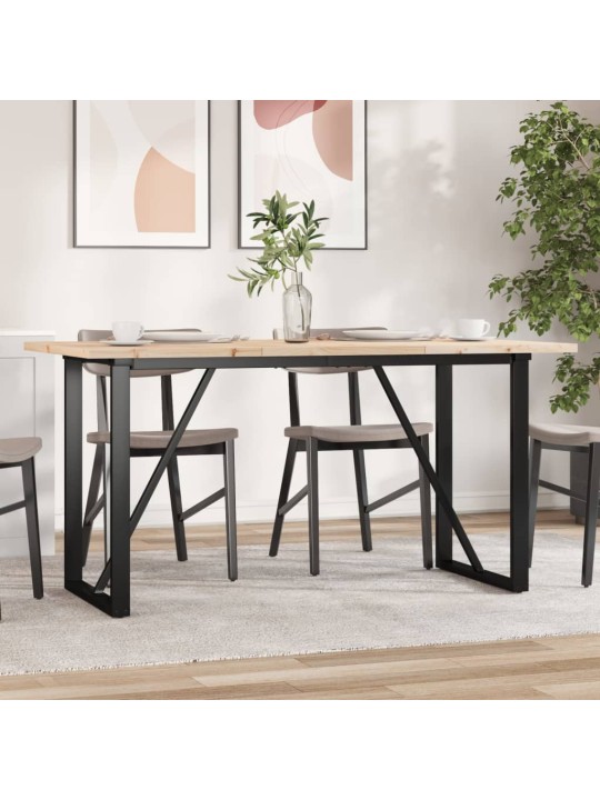 Valgomojo stalas, 140x80x75,5cm, pušis ir ketus, O formos rėmas