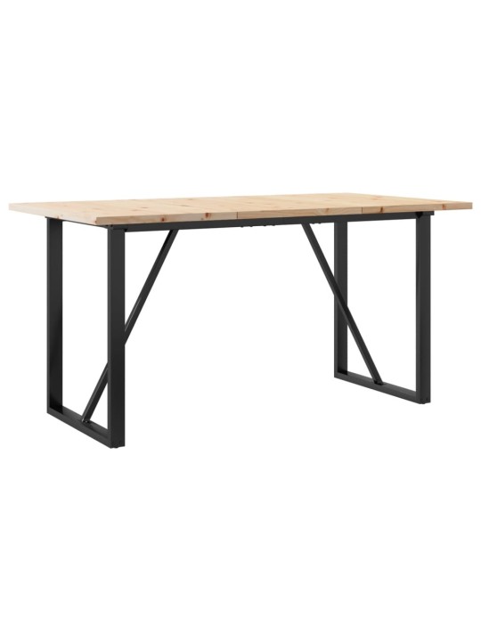 Valgomojo stalas, 160x80x75,5cm, pušis ir ketus, O formos rėmas