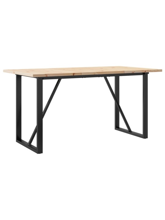 Valgomojo stalas, 160x80x75,5cm, pušis ir ketus, O formos rėmas