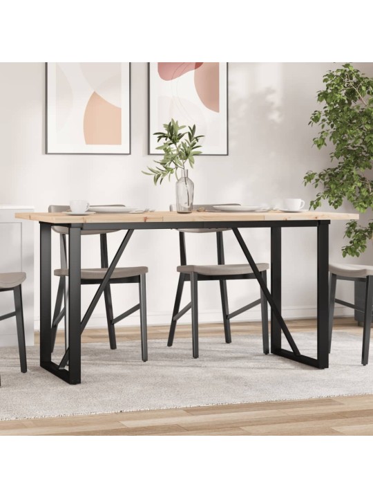 Valgomojo stalas, 160x80x75,5cm, pušis ir ketus, O formos rėmas