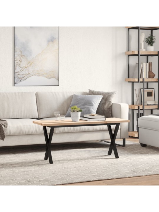 Kavos staliukas, 110x40x45,5cm, pušis ir ketus, X formos rėmas