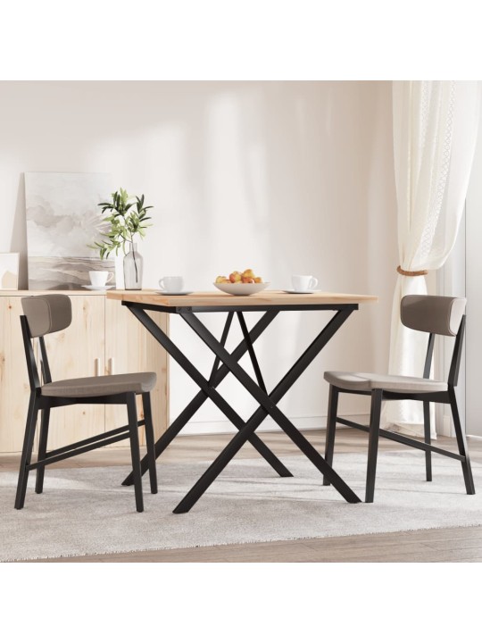 Valgomojo stalas, 80x80x75,5cm, pušis ir ketus, X formos rėmas