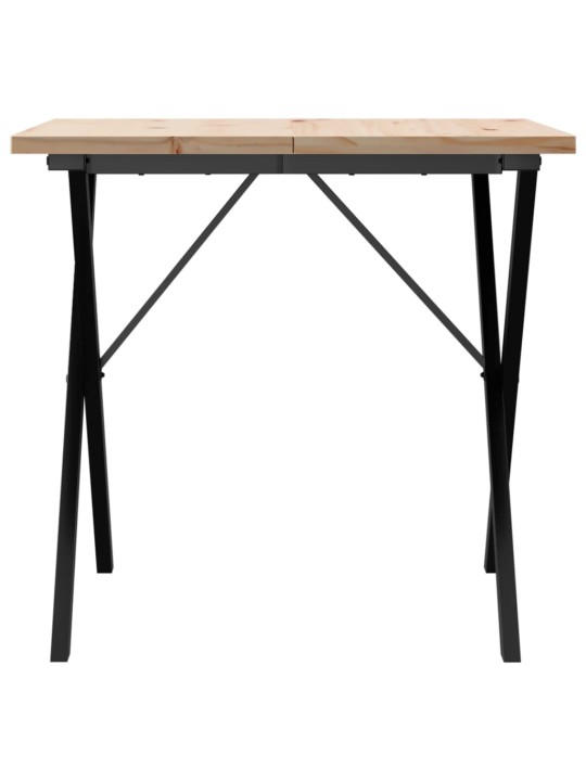 Valgomojo stalas, 80x80x75,5cm, pušis ir ketus, X formos rėmas