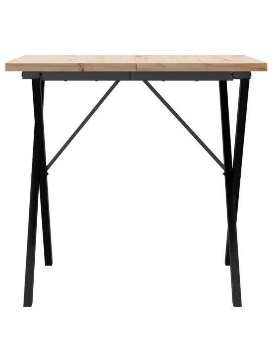 Valgomojo stalas, 90x90x75,5cm, pušis ir ketus, X formos rėmas