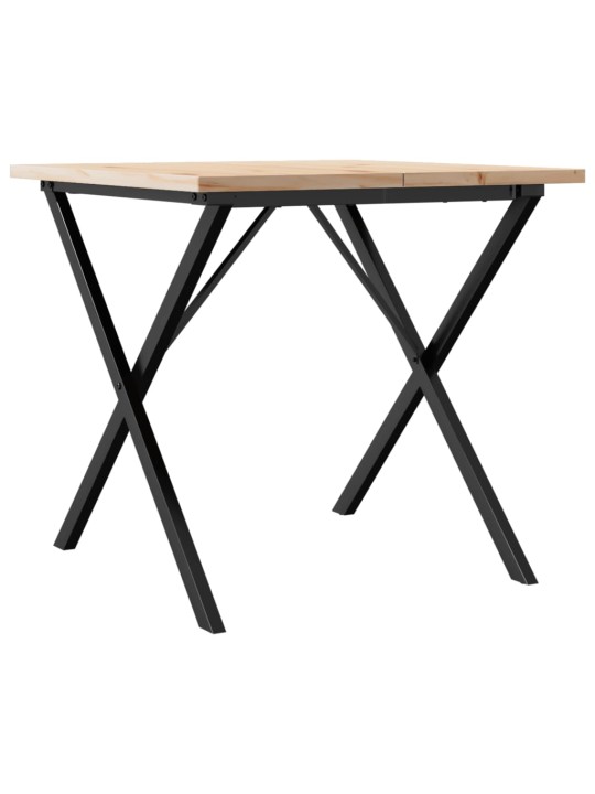Valgomojo stalas, 90x90x75,5cm, pušis ir ketus, X formos rėmas
