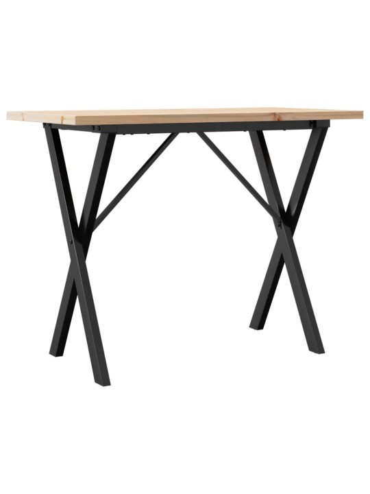 Valgomojo stalas, 100x50x75,5cm, pušis ir ketus, X formos rėmas