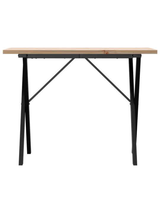 Valgomojo stalas, 100x50x75,5cm, pušis ir ketus, X formos rėmas