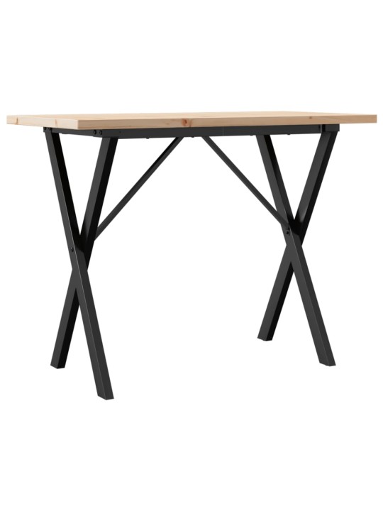 Valgomojo stalas, 100x50x75,5cm, pušis ir ketus, X formos rėmas