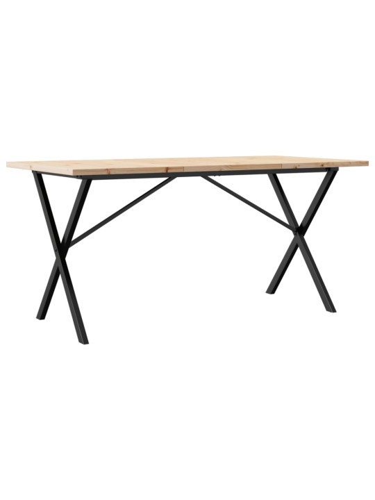 Valgomojo stalas, 140x80x75,5cm, pušis ir ketus, X formos rėmas