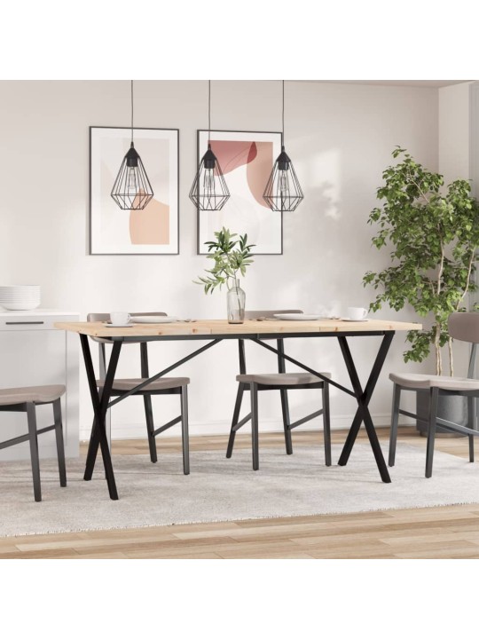 Valgomojo stalas, 140x80x75,5cm, pušis ir ketus, X formos rėmas