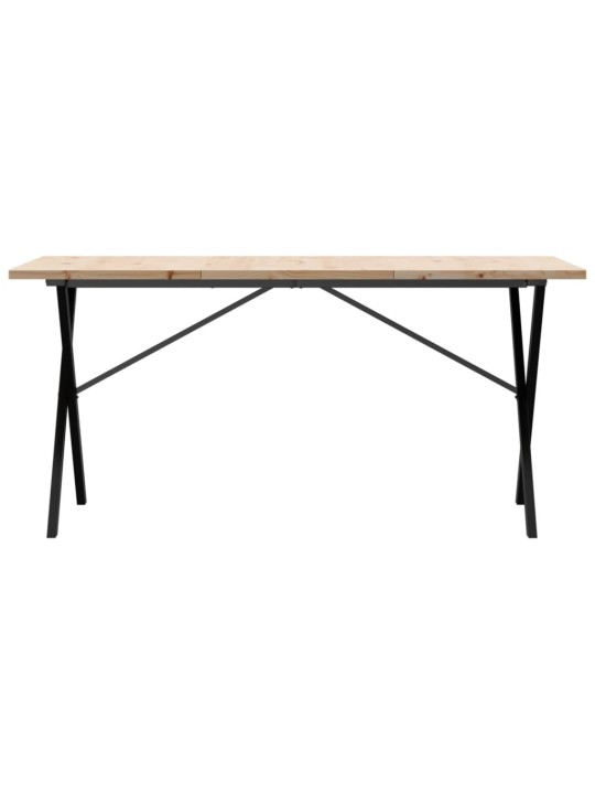Valgomojo stalas, 140x80x75,5cm, pušis ir ketus, X formos rėmas