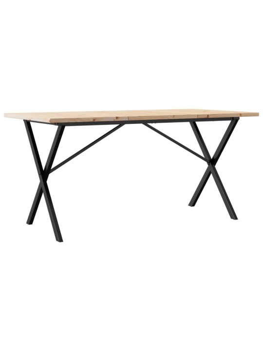 Valgomojo stalas, 140x80x75,5cm, pušis ir ketus, X formos rėmas