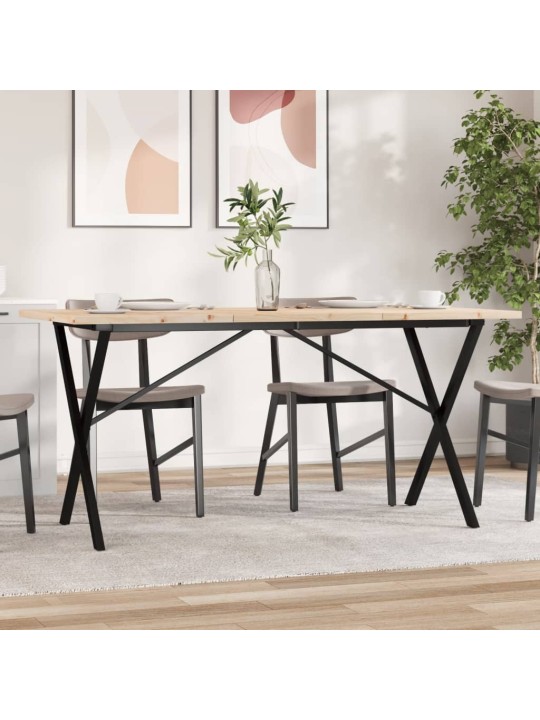Valgomojo stalas, 140x80x75,5cm, pušis ir ketus, X formos rėmas