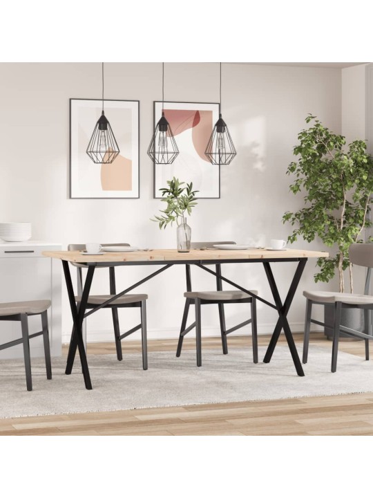 Valgomojo stalas, 160x80x75,5cm, pušis ir ketus, X formos rėmas
