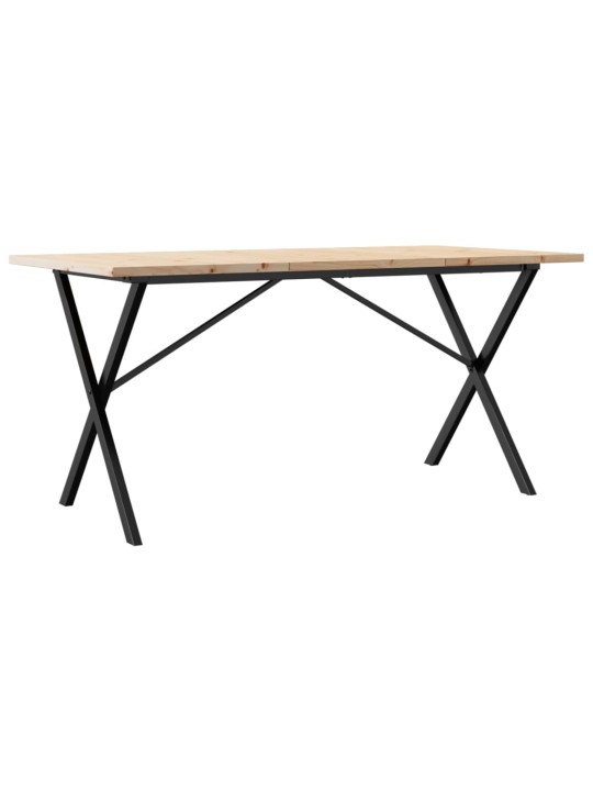 Valgomojo stalas, 160x80x75,5cm, pušis ir ketus, X formos rėmas