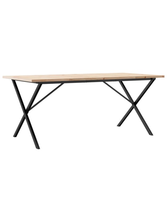 Valgomojo stalas, 180x90x75,5cm, pušis ir ketus, X formos rėmas