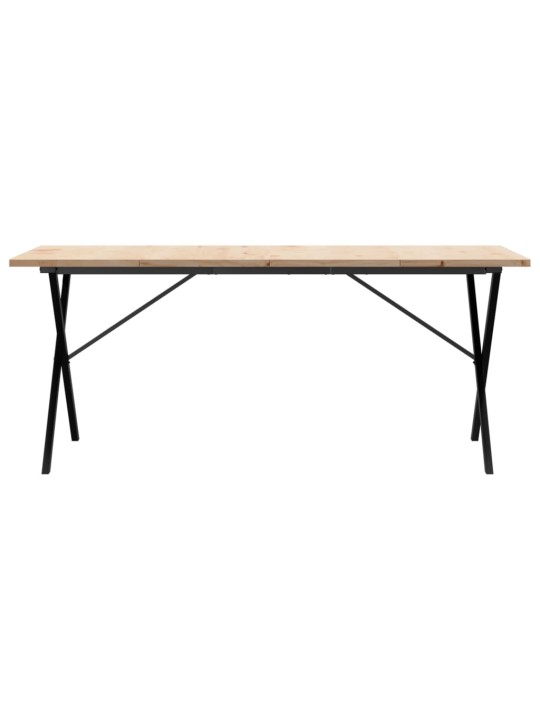 Valgomojo stalas, 180x90x75,5cm, pušis ir ketus, X formos rėmas
