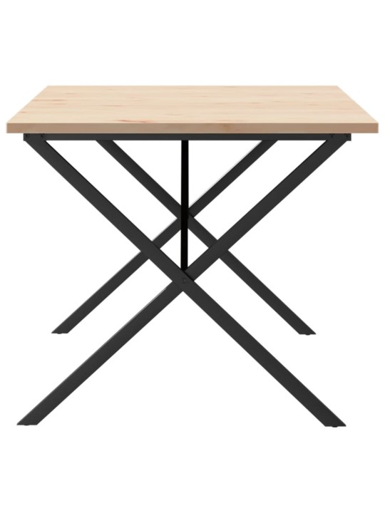 Valgomojo stalas, 180x90x75,5cm, pušis ir ketus, X formos rėmas