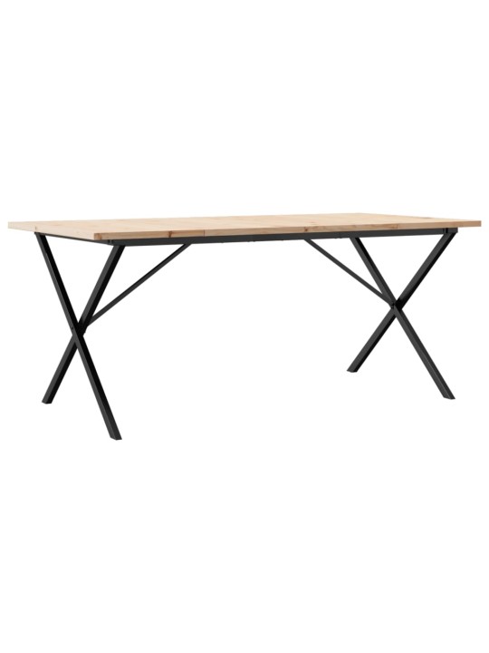 Valgomojo stalas, 180x90x75,5cm, pušis ir ketus, X formos rėmas