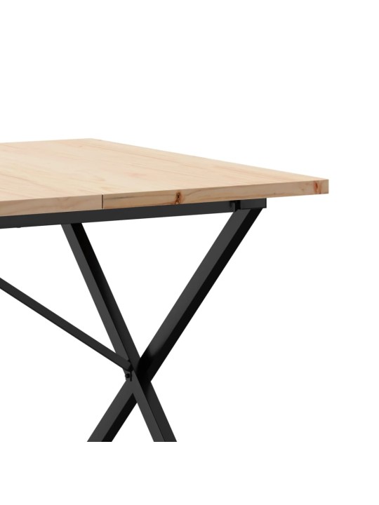 Valgomojo stalas, 180x90x75,5cm, pušis ir ketus, X formos rėmas