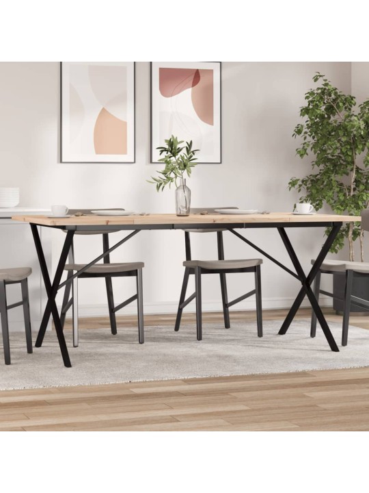Valgomojo stalas, 180x90x75,5cm, pušis ir ketus, X formos rėmas