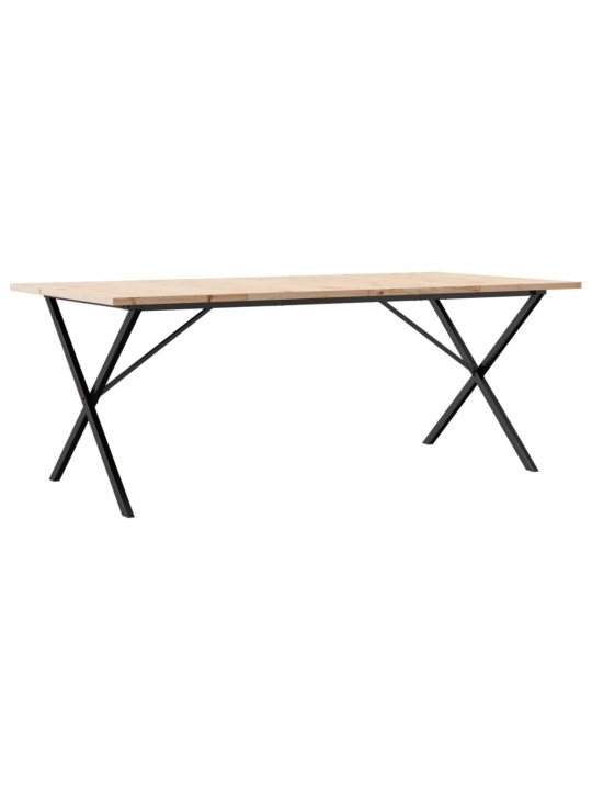 Valgomojo stalas, 200x100x75,5cm, pušis ir ketus, X formos