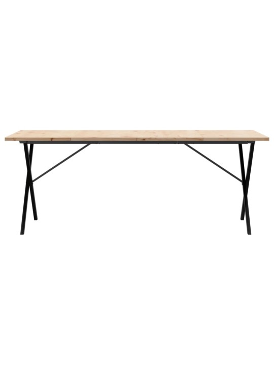Valgomojo stalas, 200x100x75,5cm, pušis ir ketus, X formos