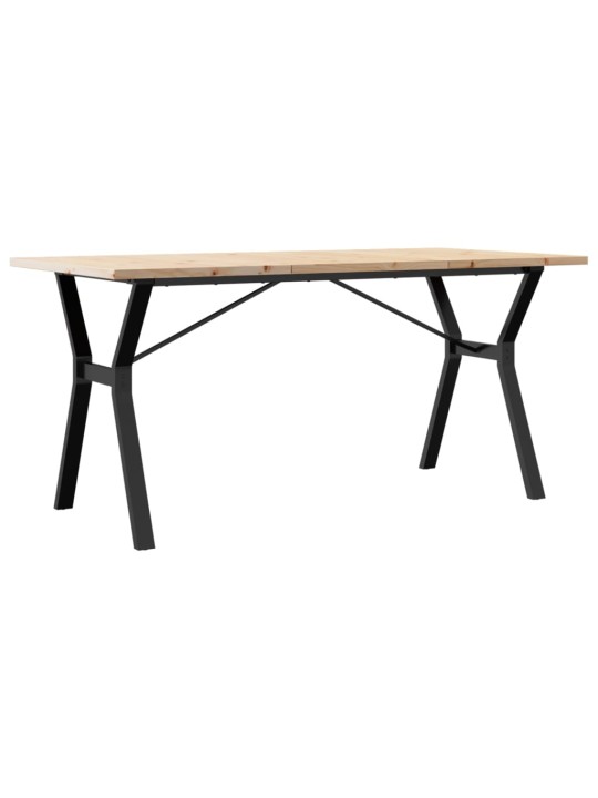 Valgomojo stalas, 140x80x75,5cm, pušis ir ketus, Y formos rėmas