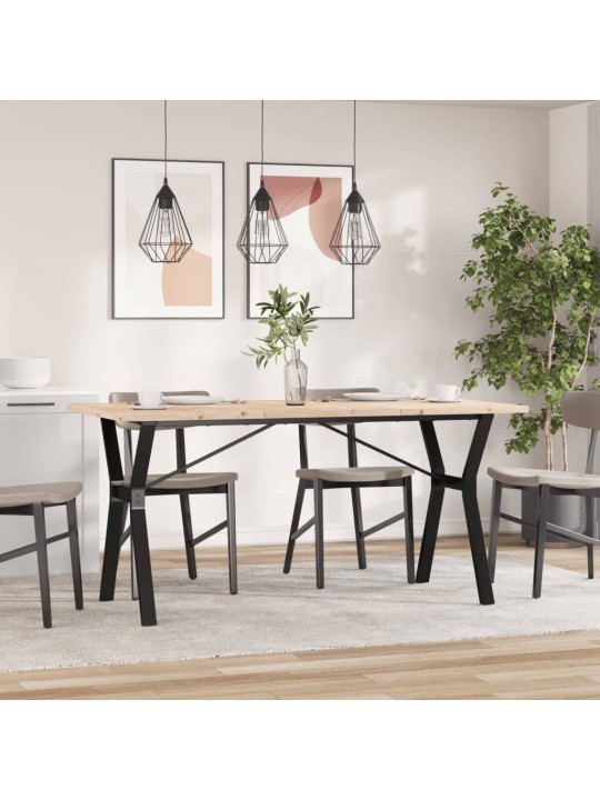 Valgomojo stalas, 140x80x75,5cm, pušis ir ketus, Y formos rėmas