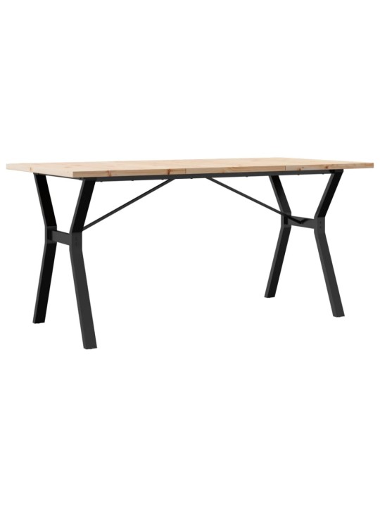 Valgomojo stalas, 140x80x75,5cm, pušis ir ketus, Y formos rėmas