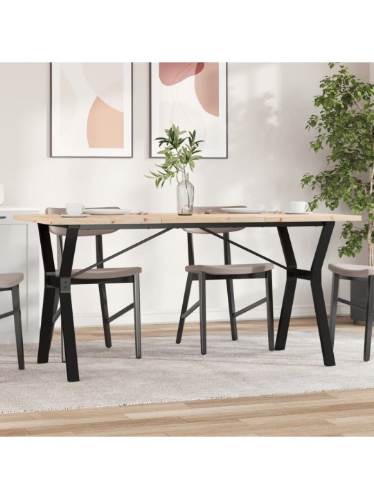 Valgomojo stalas, 140x80x75,5cm, pušis ir ketus, Y formos rėmas