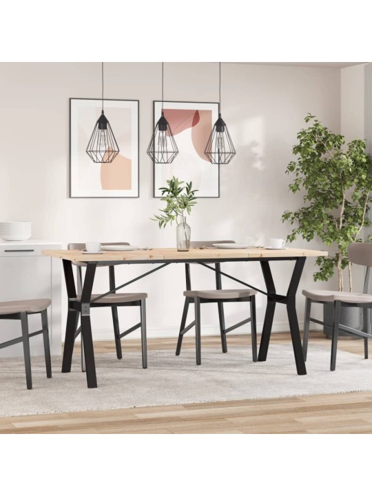 Valgomojo stalas, 160x80x75,5cm, pušis ir ketus, Y formos rėmas